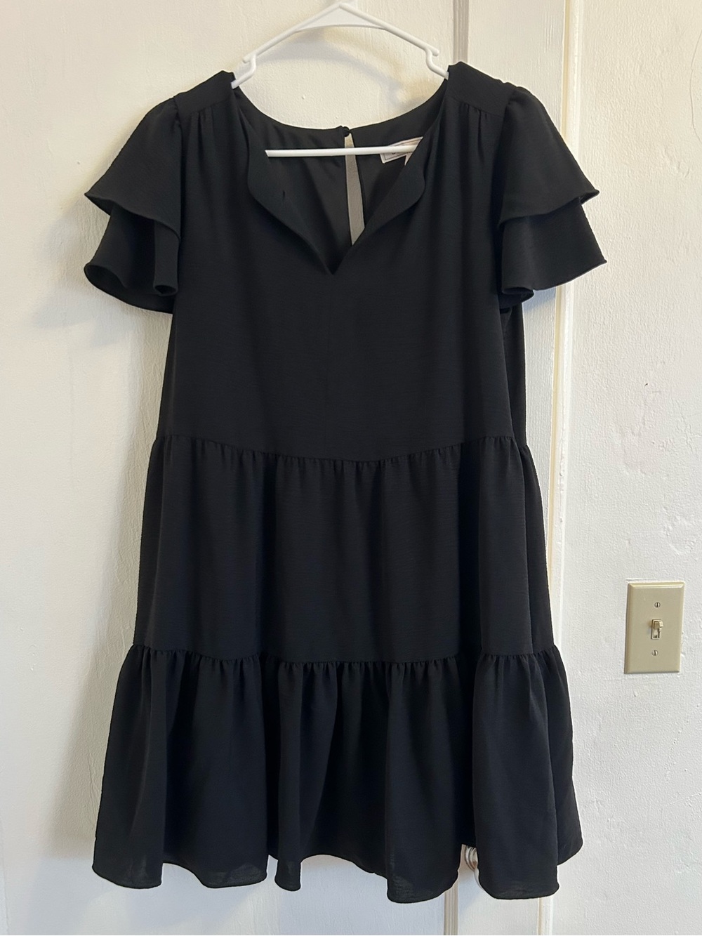 BCBG Generation Black Tiered Ruffle Sleeve Dress - Women